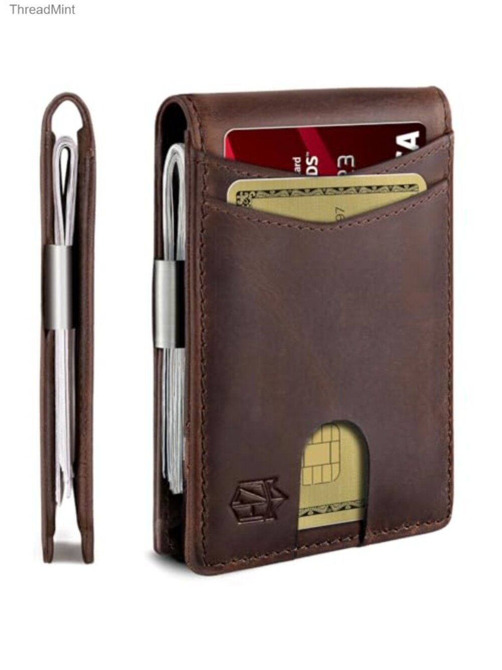 Genuine Leather Bifold Wallet RFID Blocking Money Clip 12 Card Slim Men's